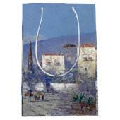 Capriイタリアの島の海の花の青い海のギフトバッグ ミディアムペーパーバッグ (正面)