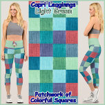 CAPRIスタイルレギンス- Color Patchwork   Lt.グリーン カプリレギンス<br><div class="desc">(*注*：ウエストバンド上のフローライメージは削除され、選択したイメージまたは文字に変更される場合がありまカスタムす。)これらのカラフルキャプチャスタイルレギンスには、色正方形のパッチワークスタイルイメージが搭載されています。5つの女性サイズ(XS、S、M、L、XL)で利用可能。一般的なサイジングと製品情報については、以下の「この製品について」の説明を参照。デフォルトでは、抽象芸術イメージはペア全体をカバーする。►パッチワークスタイルのイメージを削除または置換できない。►ウエストの色は、色にマッチしたライトグリーンであるが、あなたの好みの色に変更することができる。►/カスタマイズパーソナライズは、フォント(スタイル、色、サイズ)または追加の画像やロゴの選択でカスタム文字を追加して行う。カラフルと興味深い贈り物。</div>