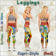 CAPRIスタイルレギンス- "Rythme" -抽象芸術+赤