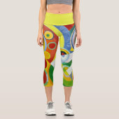 CAPRIスタイルレギンス- "Rythme" -抽象芸術+黄色 カプリレギンス (正面)