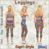 CAPRIレギンスピンクブルーグリーンマンダラデザイン カプリレギンス