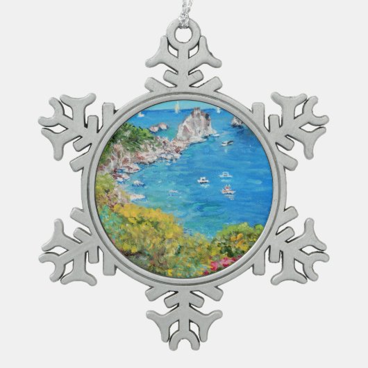 Capri -ピューターの雪片のオーナメント スノーフレークピューターオーナメント (正面)