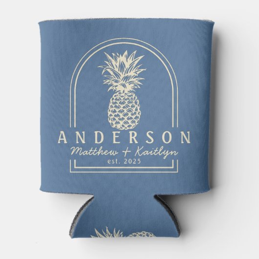 Capri Blue Pineapple Wedding Arch & Name 缶クーラー (正面)