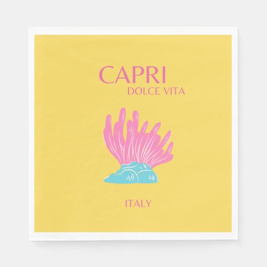 Capri Dolce Vita、旅行アート、黄 スタンダードランチョンナプキン (正面)