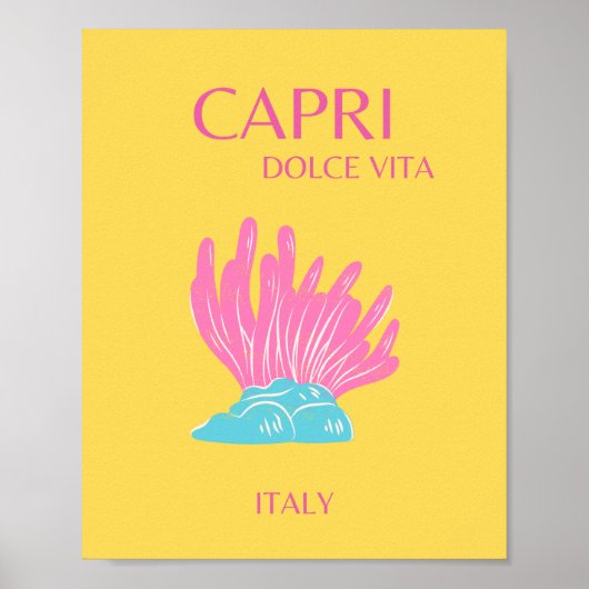 Capri Dolce Vita、旅行アート、黄 ポスター (正面)
