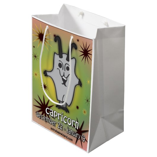 Capricorn.のための(占星術の)十二宮図の印のギフトバッグ ミディアムペーパーバッグ (正面アングル)