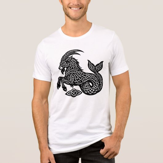 Capricorn — 呪われたインクの星座 ヤギと魚 トライブレンドTシャツ (正面)