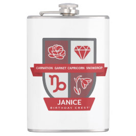 Capricorn Birthday Crest™ for January 1-19 フラスク