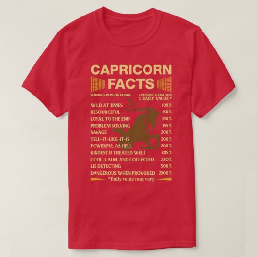 Capricorn Facts Zodiac Sign Astrology Birthday Gif Tシャツ (デザイン正面)