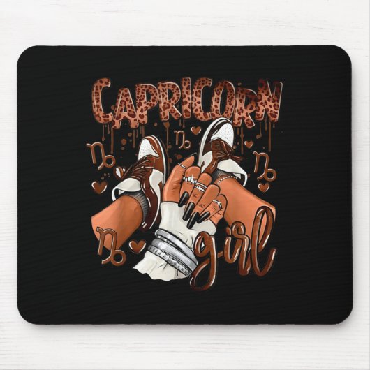 Capricorn Girl Birthday Afro Queen Sneakers Zodiac マウスパッド (正面)