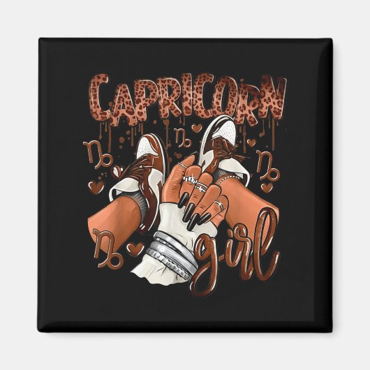 Capricorn Girl Birthday Afro Queen Sneakers Zodiac マグネット (正面)