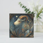 Capricorn Goat Zodiac Astrology Celestial Birthday カード (スタンド正面)
