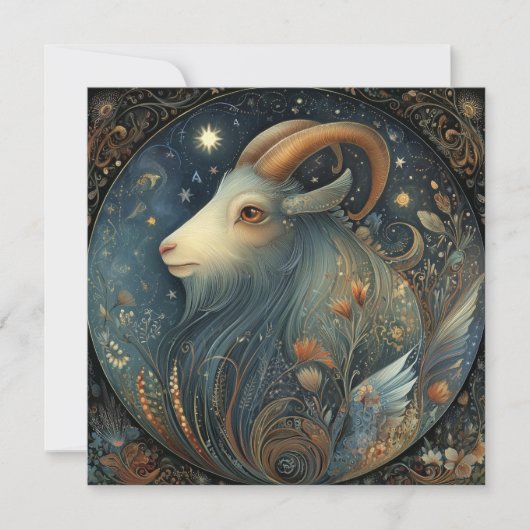 Capricorn Goat Zodiac Astrology Celestial Birthday カード (正面)