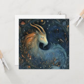 Capricorn Goat Zodiac Astrology Mystical Birthday カード (正面/裏面インサイチュ)