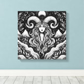 Capricorn Goddess Etching Canvas Wall Art キャンバスプリント (インサイチュ (ウッドフロア))