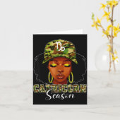 Capricorn Season Black Woman With Camo Hat Birthda カード (黄色い花)