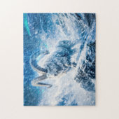 Capricorn Zodiac as Majestic Ram Under Aurora Sky ジグソーパズル (縦)