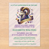 Capricorn Zodiac Baby Shower Lavender and Green アクリル招待状 (正面)