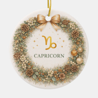 Capricorn Zodiac Christmas Ornament – Elegant Wint セラミックオーナメント