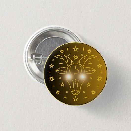 Capricorn Zodiac Emblem | Minimal Celestial Symbol 缶バッジ (正面&裏面)