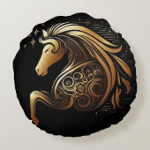 Capricorn Zodiac Gold Horse Astrology ラウンドクッション (裏面)
