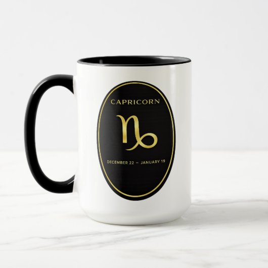 Capricorn Zodiac Gold Oval Emblem Mug | Luxury Ast マグカップ (左)