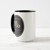 Capricorn Zodiac Gold Oval Emblem Mug | Luxury Ast マグカップ (正面左)