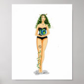 Capricorn Zodiac Illustration – Hand Drawn ポスター (正面)