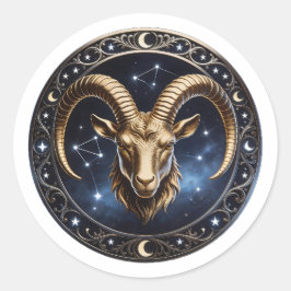 Capricorn Zodiac Sea Goat ラウンドシール