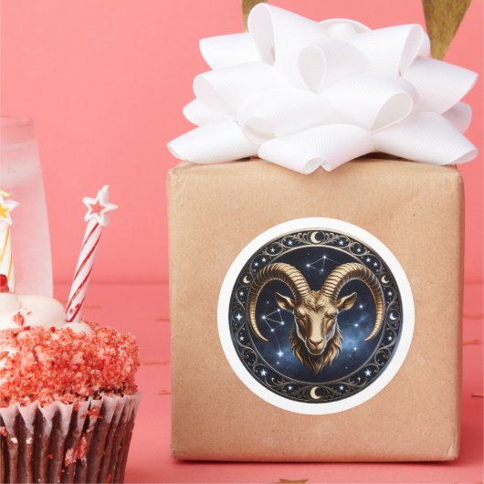 Capricorn Zodiac Sea Goat ラウンドシール (パーティー)