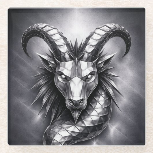 capricorn zodiac sign ガラスコースター (正面)