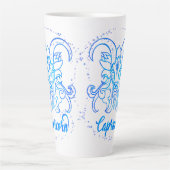 Capricorn zodiac sign bright light blue glitter カフェラテマグ (正面)