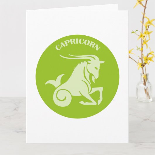 Capricorn, Zodiac Sign, Horoscope, Astrology カード (黄色い花)