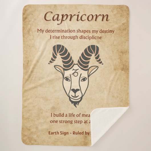 Capricorn Zodiac Sign with Affirmations シェルパブランケット (正面)