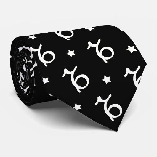 Capricorn Zodiac Symbol Black and White ネクタイ (ロール)
