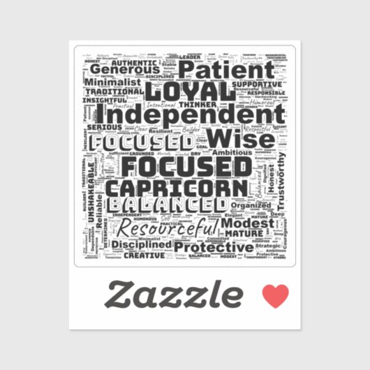 Capricorn Zodiac Word Cloud Inspiration Vinyl シール (シート)