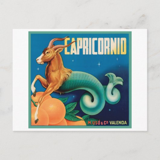 Capricornioヴィンテージ床ラベル ポストカード (正面)