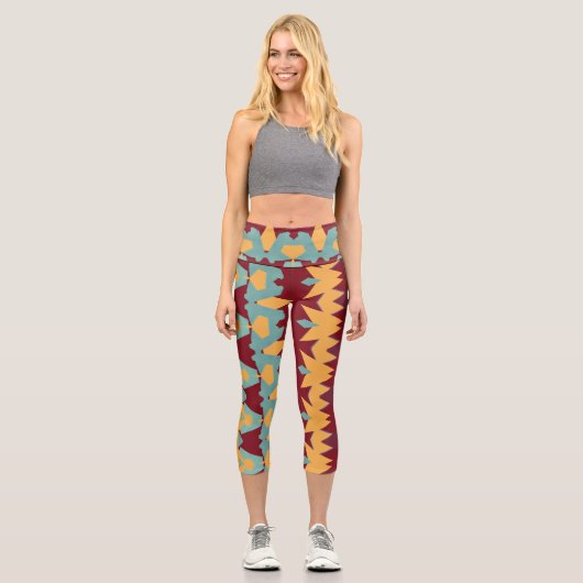 Capris, A multicolor trendy fabric pattern design カプリレギンス (正面)