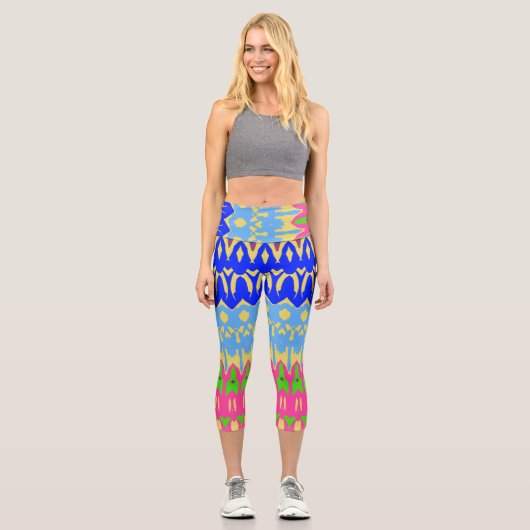 Capris, A multicolor trendy fabric pattern design カプリレギンス (正面)
