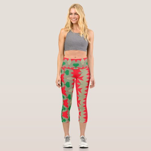 Capris, A multicolor trendy fabric pattern design カプリレギンス (正面)