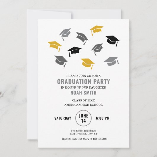 Capsモダン卒業招待状 招待状 (正面)