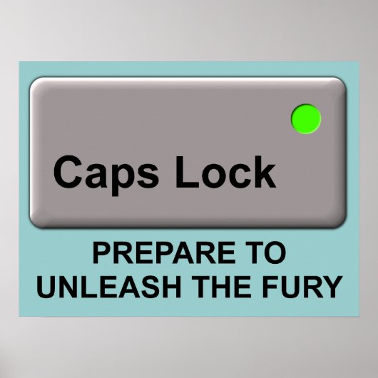 Caps Lock Fury 面白いプリント ポスター サイン 冗談 (正面)