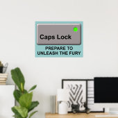 Caps Lock Fury 面白いプリント ポスター サイン 冗談 (ホームオフィス)