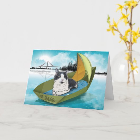 Capt OliverとSS OAS (Cat on a boat card) カード (黄色い花)