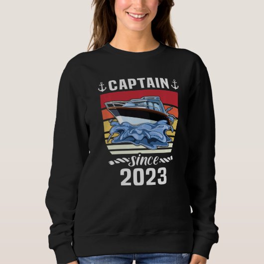 Captain 2023 Boat Driving Licence Motorboat Sailin スウェットシャツ (正面)