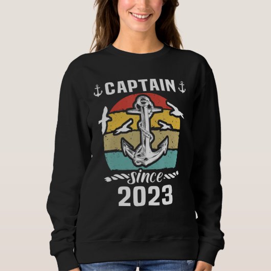 Captain 2023 Boat Driving Licence Motorboat Sailin スウェットシャツ (正面)