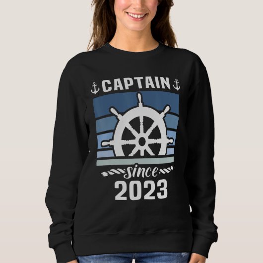 Captain 2023 Boat Driving Licence Motorboat Sailin スウェットシャツ (正面)
