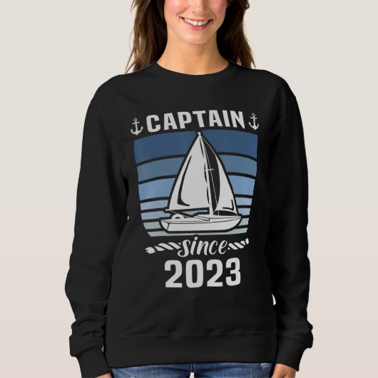 Captain 2023 Boat Driving Licence Motorboat Sailin スウェットシャツ (正面)