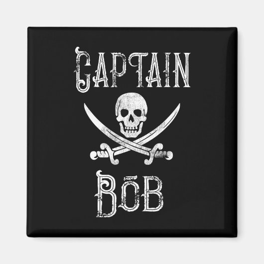 Captain Bob - Vintage Personalized Pirate Boating マグネット (正面)