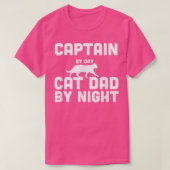 Captain By Day Cat Dad By Night T-Shirt Tシャツ (デザイン正面)